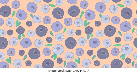 seamless pattern with blueberries and bilberries with leaves. berry dessert. Modern abstract design for paper, cover, fabric, interior decor