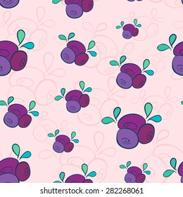 seamless pattern with blueberries. cute vector background