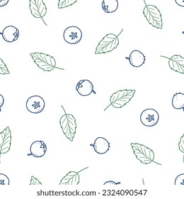Patrón sin foco de arándanos dibujados por doodle. Fondo de verano con bayas.