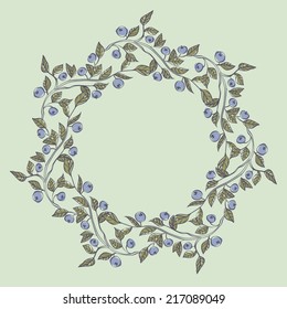 Seamless pattern with  blueberries. hand drawn floral background.