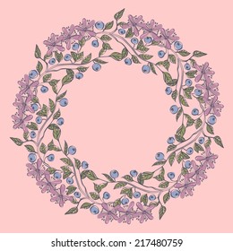 Seamless pattern with  blueberries. hand drawn floral background.