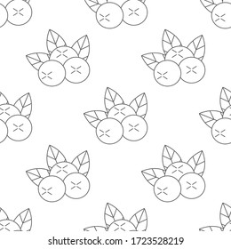 Seamless pattern with blueberries icon on white background. Summer fruits for healthy lifestyle. Organic fruit. Cartoon style. Vector illustration for any design.