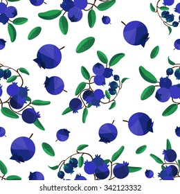 Seamless pattern blueberries and leaves