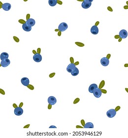 Patrón sin foco con arándanos sobre un fondo blanco. Blueberry.