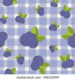 Seamless pattern with blueberry. Bright colors, fashion style for prints, batik, silk textile, cushion pillow, bandanna kerchief. Kid, country rustic style