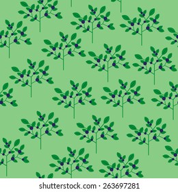Seamless pattern with blueberry bushes.