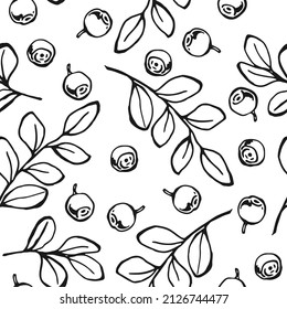 Seamless pattern with blueberry. Hand drawn illustration converted to vector.