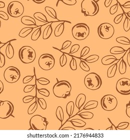 Seamless pattern with blueberry. Hand drawn illustration converted to vector.