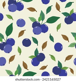 seamless pattern with blueberry hand drawn summer fruit in modern vector illustration design for Textiles, printed materials, fabric, carpets, book covers, backgrounds, wallpaper
