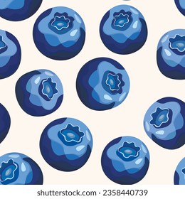 Seamless pattern with blueberry. Natural fresh ripe tasty blueberries. Vector illustration for background, packaging, textile, fabric and various other designs.