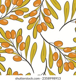 Seamless pattern with blueberry. Natural fresh ripe tasty blueberries. Vector illustration for background, packaging, textile, fabric and various other designs.