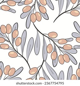 Patrón sin foco con arándano. Fresco y natural, deliciosos arándanos. Ilustración vectorial para el fondo, embalaje, textil, tela y otros diseños.