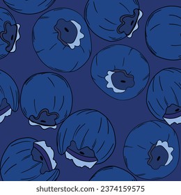 Seamless pattern with blueberry. Natural fresh ripe tasty blueberries. Vector illustration for background, packaging, textile, fabric and various other designs.