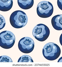 Seamless pattern with blueberry. Natural fresh ripe tasty blueberries. Vector illustration for background, packaging, textile, fabric and various other designs.