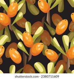 Seamless pattern with blueberry. Natural fresh ripe tasty blueberries. Vector illustration for background, packaging, textile, fabric and various other designs.
