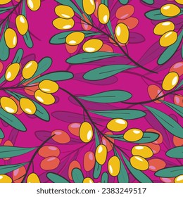 Seamless pattern with blueberry. Natural fresh ripe tasty blueberries. Vector illustration for background, packaging, textile, fabric and various other designs.