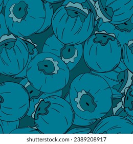 Seamless pattern with blueberry. Natural fresh ripe tasty blueberries. Vector illustration for background, packaging, textile, fabric and various other designs.