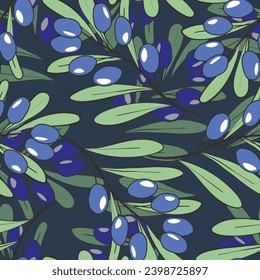 Nahtloses Muster mit Heidelbeeren. Natürliche frische, reife und leckere Blaubeeren. Vektorgrafik für Hintergrund, Verpackung, Textilien, Gewebe und verschiedene andere Designs.