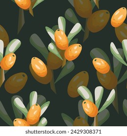 Seamless pattern with blueberry. Natural fresh ripe tasty blueberries. Vector illustration for background, packaging, textile, fabric and various other designs.