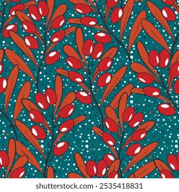 Seamless pattern with blueberry. Natural fresh ripe tasty blueberries. Vector illustration for background, packaging, textile, fabric and various other designs.