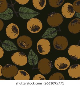 Seamless pattern with blueberry. Natural fresh ripe tasty blueberries. Vector illustration for background, packaging, textile, fabric and various other designs. Food concept.
