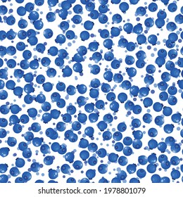 Seamless pattern with blueberry on white background. Natural fresh ripe tasty blueberries. Vector illustration for packaging, textile, fabric and various other designs.