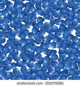Seamless pattern with blueberry on white background. Natural fresh ripe tasty blueberries. Vector illustration for packaging, textile, fabric and various other designs.