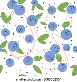 Nahtloses Muster mit Heidelbeere auf weißem Hintergrund.  Vektorgrafik für Hintergrund, Verpackung, Stoff und verschiedene andere Designs.