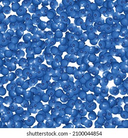Seamless pattern with blueberry on white background. Natural fresh ripe tasty blueberries. Vector illustration for packaging, textile, fabric and various other designs.