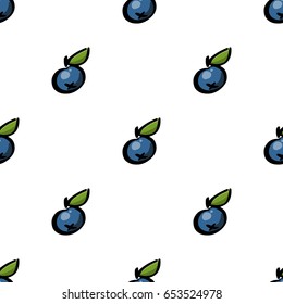 Seamless pattern with blueberry on a white background. It can be used for packaging, wrapping paper, textile and etc.
