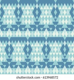 Seamless  pattern.  Bluer geometric ornament with rhombus.  Vector illustration  