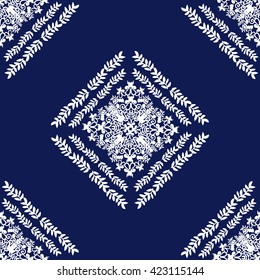Seamless pattern of blue-white color. It can be used for wrapping paper, wallpaper, fabric, background.