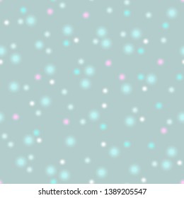 Seamless pattern with blurred shapes like snowflakes or dandelions. Cloud-like spots.