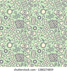 Seamless pattern with board game elements. Suitable for wallpaper, wrapping or textile