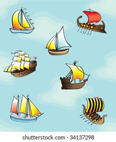 Seamless pattern with boats