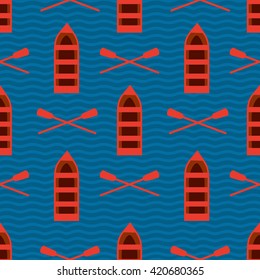 Seamless pattern with boats. Sea theme texture. Flat style.