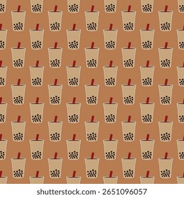 Padrão sem costura de chá Boba, chá de bolha ou chá de leite de pérola Ilustração.