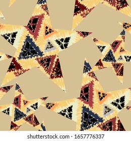 Seamless pattern with boho abstract stars.