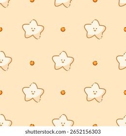 Seamless pattern in boho colors with cute stars and circles.