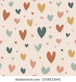 Seamless pattern of boho heart