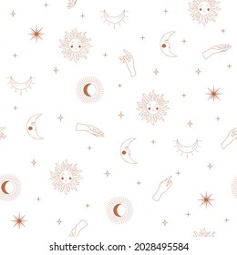 Seamless pattern with boho mystical element