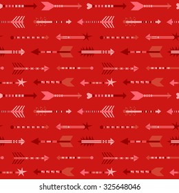 Seamless pattern in boho style with arrows. Abstract tribal texture with geometric arrows.