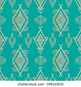 Seamless pattern in boho style.  Ethnic ornament. Tribal art print, background for fabric design, wallpaper, wrapping.