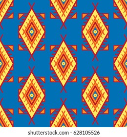 Seamless pattern in boho style.  Ethnic ornament. Tribal art print, background for fabric design, wallpaper, wrapping.