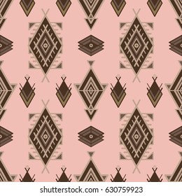 Seamless pattern in boho style.  Ethnic ornament. Tribal art print, background for fabric design, wallpaper, wrapping.