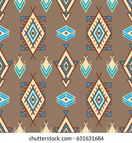 Seamless pattern in boho style.  Ethnic ornament. Tribal art print, background for fabric design, wallpaper, wrapping.
