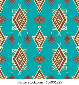 Seamless pattern in boho style.  Ethnic ornament. Tribal art print, background for fabric design, wallpaper, wrapping.