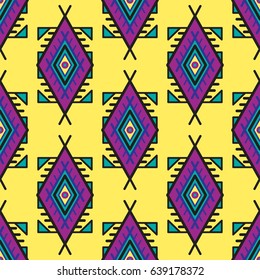 Seamless pattern in boho style.  Ethnic ornament. Tribal art print, background for fabric design, wallpaper, wrapping.