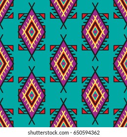 Seamless pattern in boho style.  Ethnic ornament. Tribal art print, background for fabric design, wallpaper, wrapping.