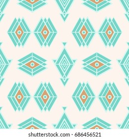 Seamless pattern in boho style.  Ethnic ornament. Tribal art print, background for fabric design, wallpaper, wrapping.